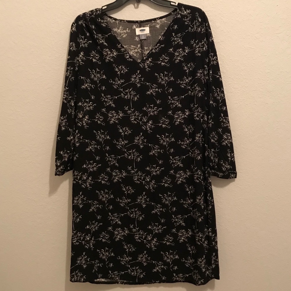 Old Navy Black Floral Print Dress